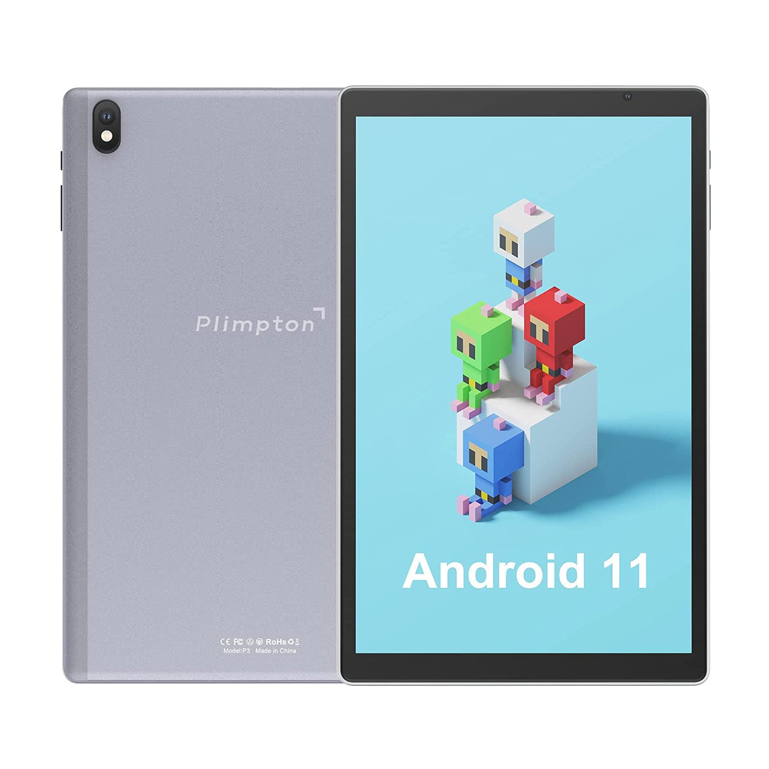 Android タブレット 10.1 インチ、WiFi 6 タブレット PC、6 フィート充電ケーブル、6000mAh バッテリー、3GB RAM 32GB ストレージ、クアッドコア、Android 11、ガラス タッチパネル、PlimPad P3 (グレー)